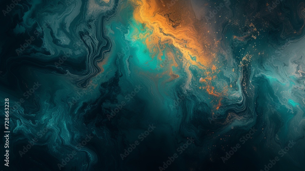 dark mode colorful background. Very beautiful blue paint with the addition of gold powder