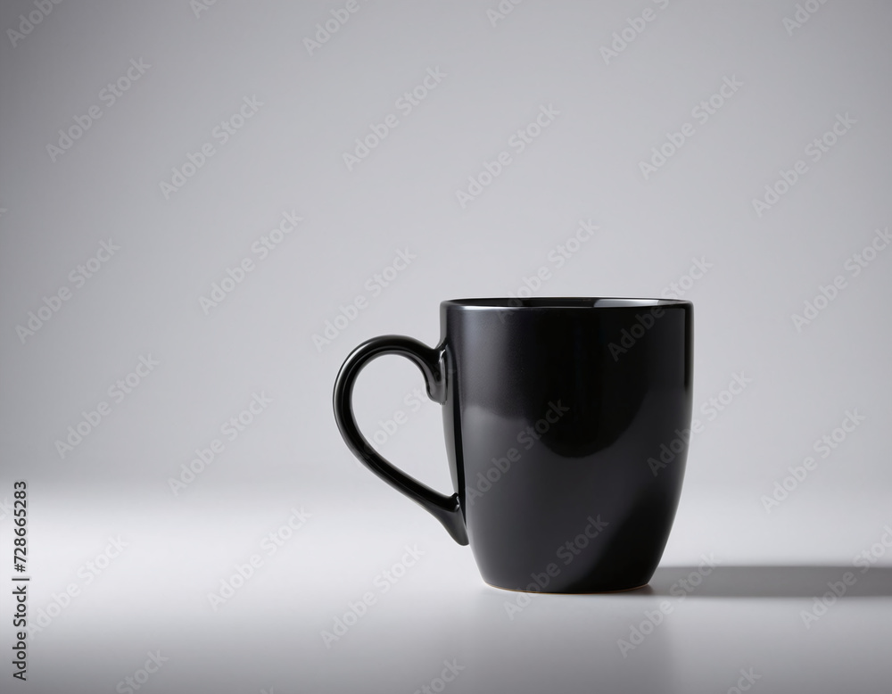 Obraz premium Black coffee mug empty mockup template studio lighting
