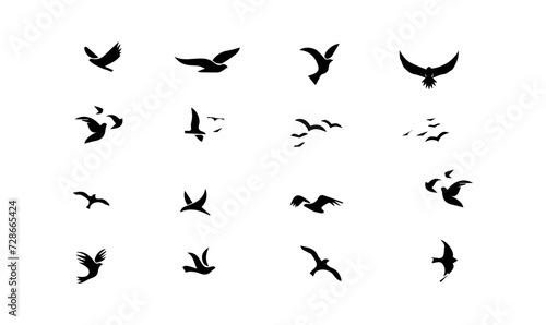 flying birds image for logo design, birds illustration vector design, © SUMAIRA