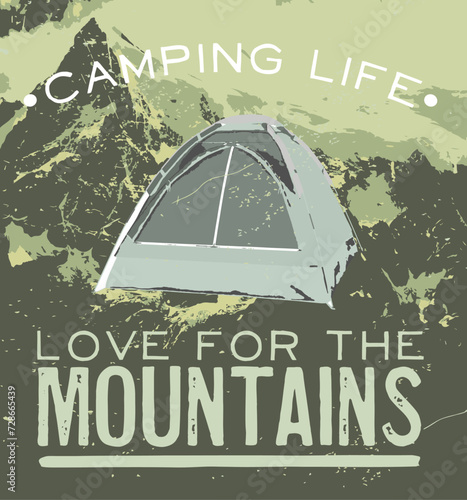 Camping mountain poster vector art (ID: 728665439)
