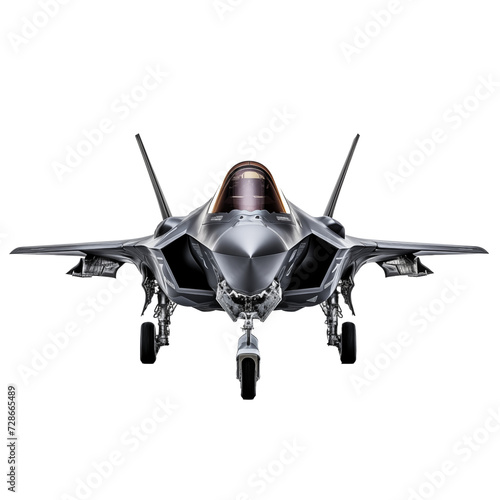 Aerial Dominance: F-35 Fighter Jet isolated on transparent and white background. Ideal for use in advertising. Generative AI