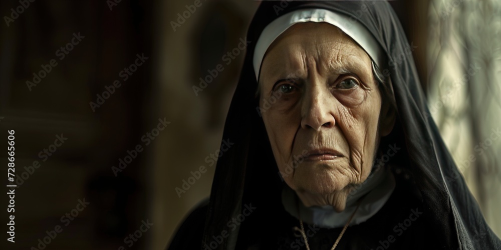 Catholic nun a woman of the cloth wearing black and white robes to