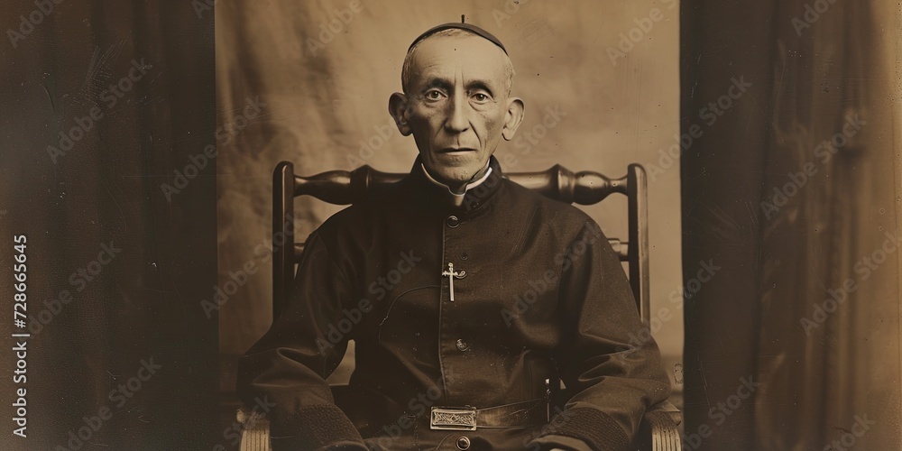 Catholic priest. fictional leader of the Catholic church having taken a vow of abstinence  - obrazy, fototapety, plakaty 