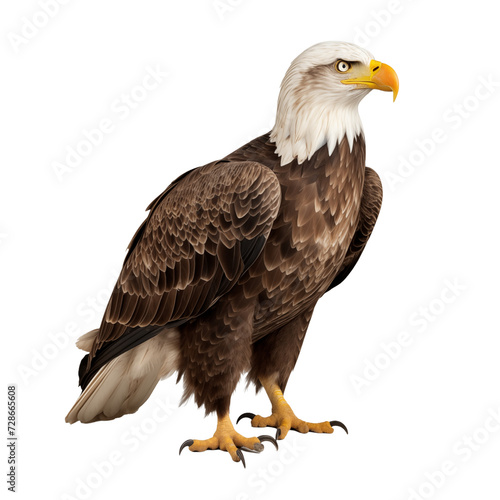 American bald eagle isolated on transparent and white background. Ideal for use in advertising. Generative ai