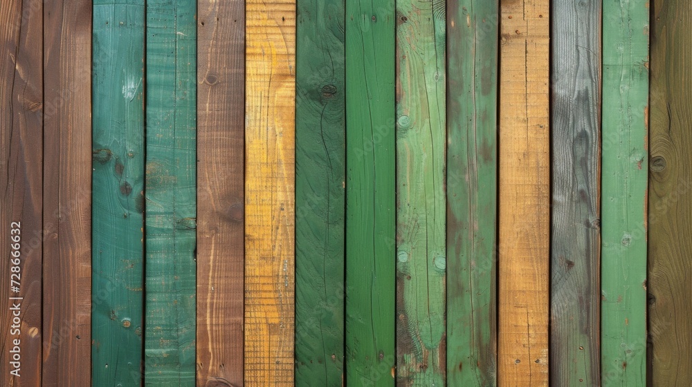 Colorful wooden background with vertical set of wooden elements, green, yellow, shades, web banner, background graphics. Colorful wooden background with vertical set of wooden elements, green, yellow, shades, web banner, background graphics.
