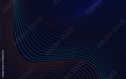 Abstract technology with dynamic wavy lines background illustration in minimalist style