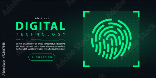 Technology digital fingerprint scan, internet network connection dark black green background, abstract cyber information communication, Ai big data science, innovation future tech illustration vector
