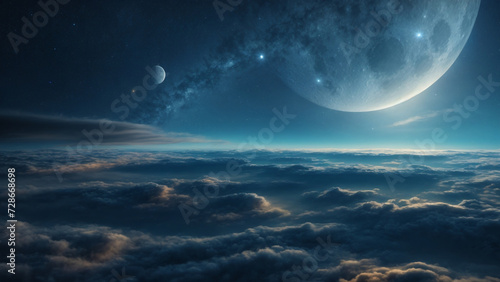 Celestial Elegance  Captivating Moon Night Sky with Stars  