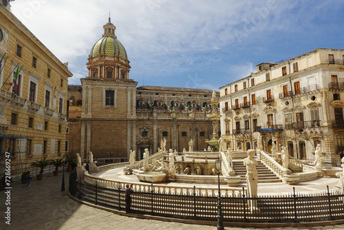 Piazza Pretoria, a square in the center of Palermo, Sicily, Italy