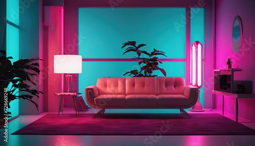 Modern bright interiors apartment Living room mockup 3D rendering illustration