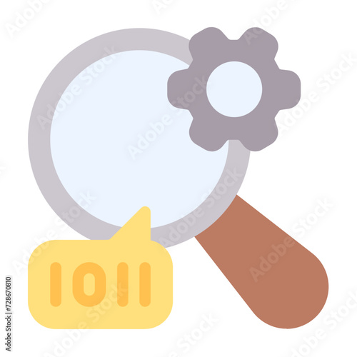 Analysis icon with flat color style