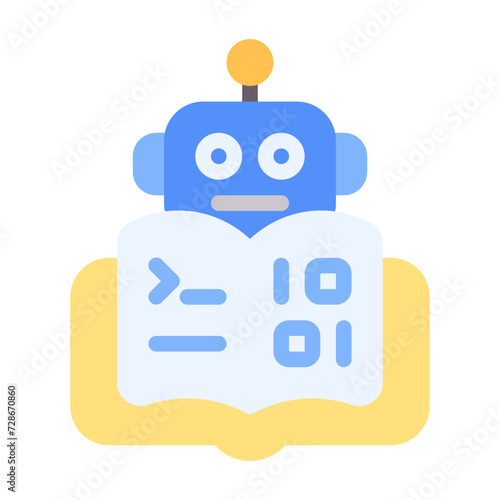 Biner icon with flat color style