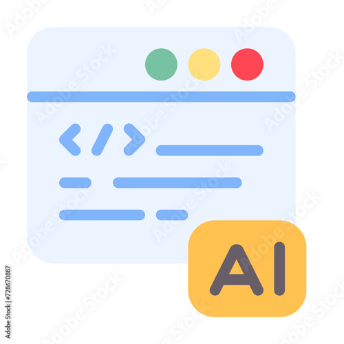 Chat GPT icon with flat color style