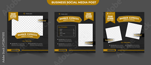 Set of collection content social media post for barbershop salon haircut banner ads editable vector template
