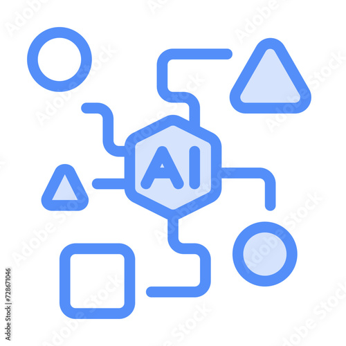Artificial intelligence icon with lineal color style