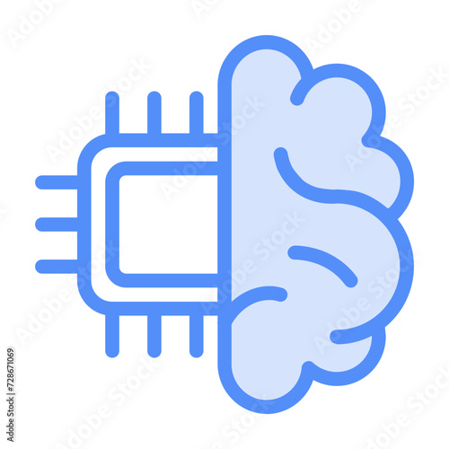Brain icon with lineal color style