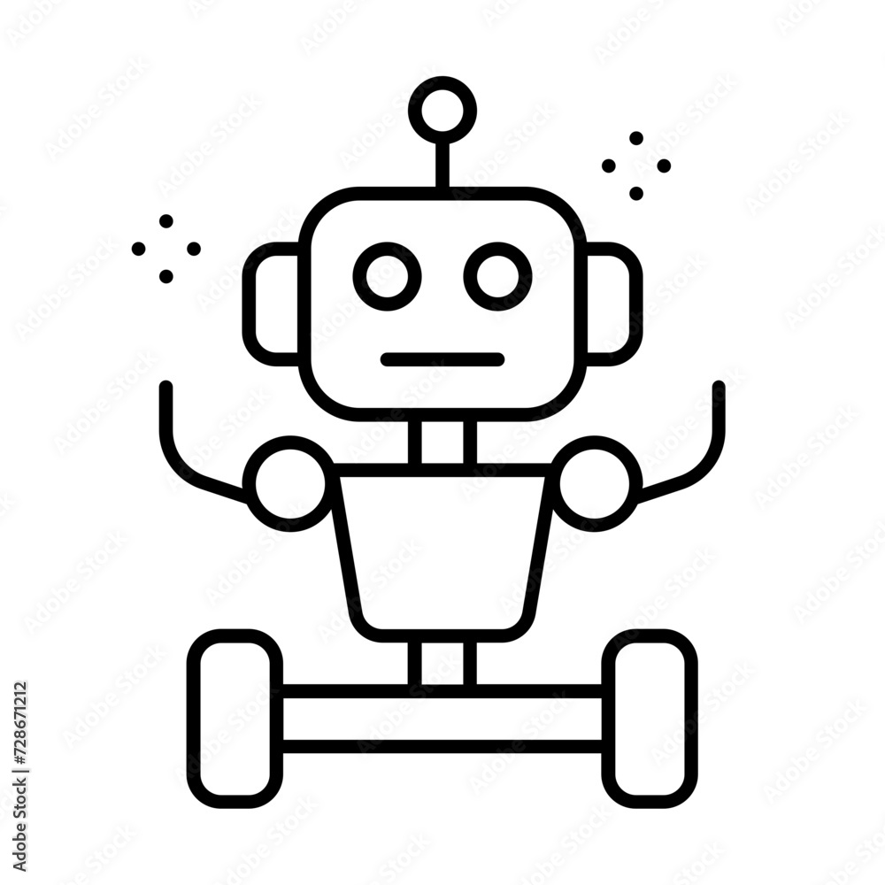 Robot icon with thin line style