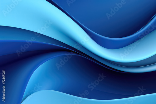 curvy waving ribbons abstract background with folded textile ruffle, blue cloth macro