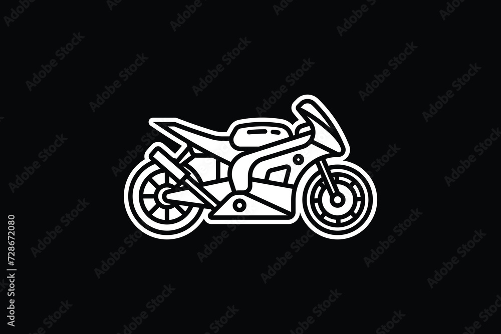 Obraz premium Original vector illustration. The contour icon of a racing sports motorcycle. Superbike.