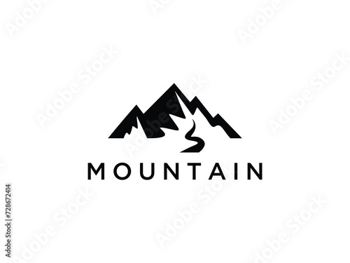 Mountain landscape logo .Design template vector mountain and river.