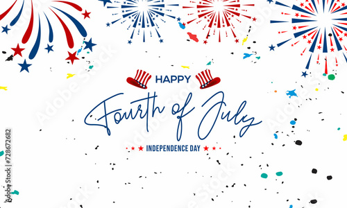  happy 4th of July independence day with firework , vektor background, poster, banner, flyer, template .