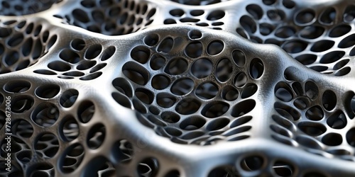 Synthetic metal foam with open-cell structure. Sintered metallic detail  Generative AI