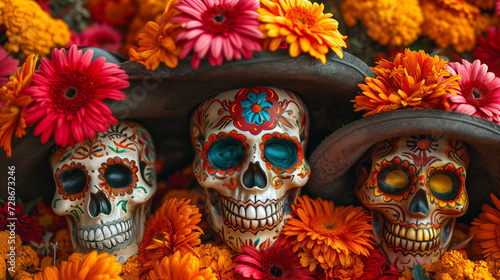 Diaz de las muerte, skull with flowers