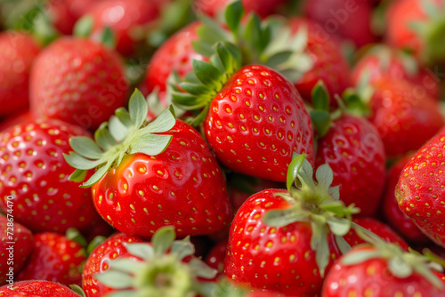 Close-Up of Fresh Organic Strawberries Wallpaper  Vibrant Red Berries for Health and Nutritions Concept.