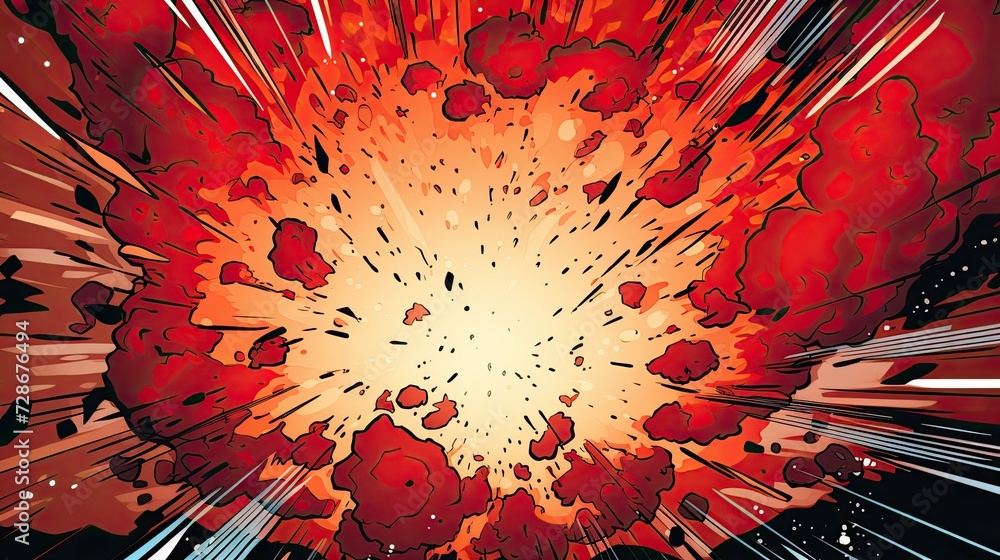 Naklejka premium Explosion boom sunburst red anime manga graphics cartoon 