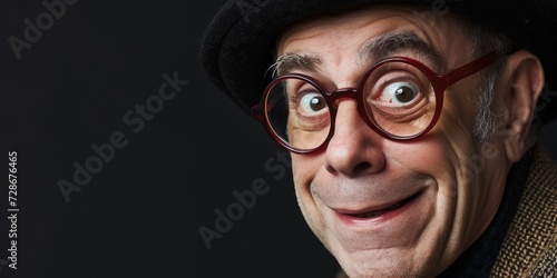 close-up portrait of a surprised elder man in glasses Generative AI