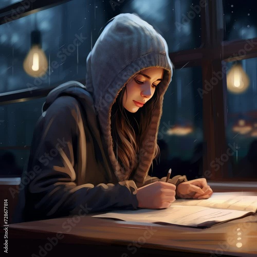 Girl In Scarf Studying For Ex f96ed769 a57df162a543 photo