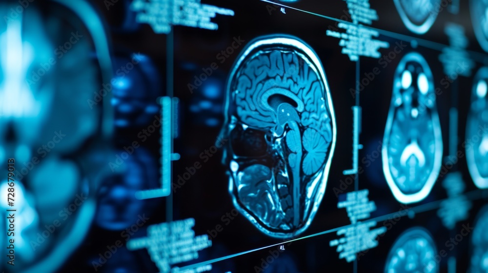 brain scan MRI image Generative AI - obrazy, fototapety, plakaty 