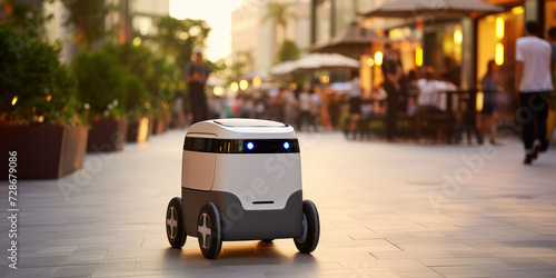 Smart Autonomous Electric Robot Car Delivering Future Cargo in a Modern City