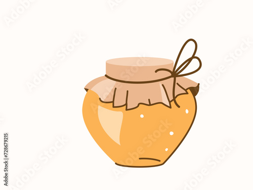 Honey jar vector illustration. Glass pot with organic sweet nectar