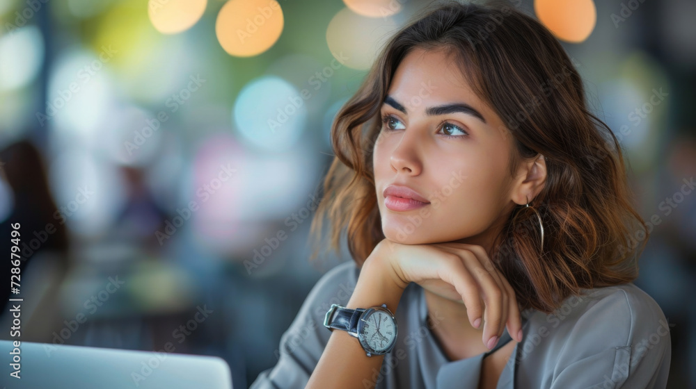 Fototapeta premium professional woman is sitting with a laptop