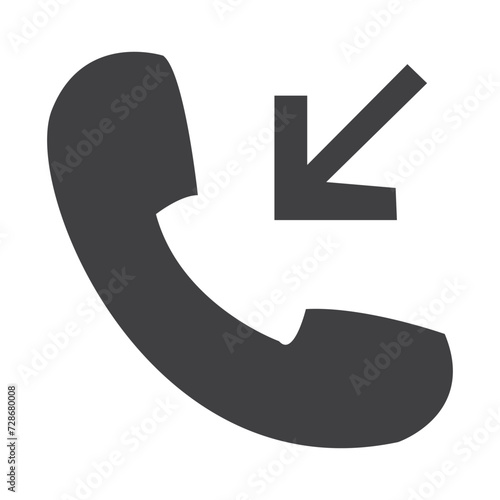 Incoming call icon in flat style. Missed call sign Telephone call icon with symbol of caller. Isolated round collection of ringing phone.  Vector illustration. Eps file 42.