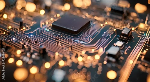 Glowing Circuit board, technology concept photo