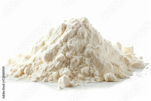 Collagen powder heap placed on a white background, Generative AI