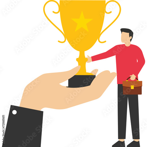 Recognizing employee success, cheering or honoring concept of success or achievement encourages and motivates best performance, wins the trust of entrepreneurs who join hands to get star award.