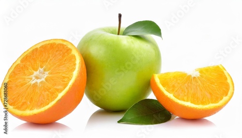 apple and orange isolated on a white background