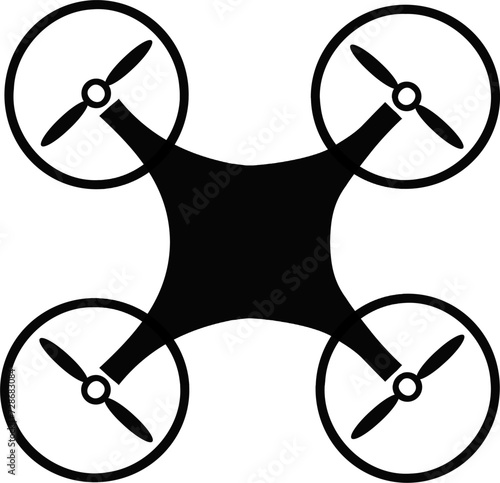 drone with 4 propellers black and white version photo