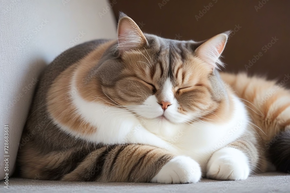Super Plump Cat with Eyes Closed