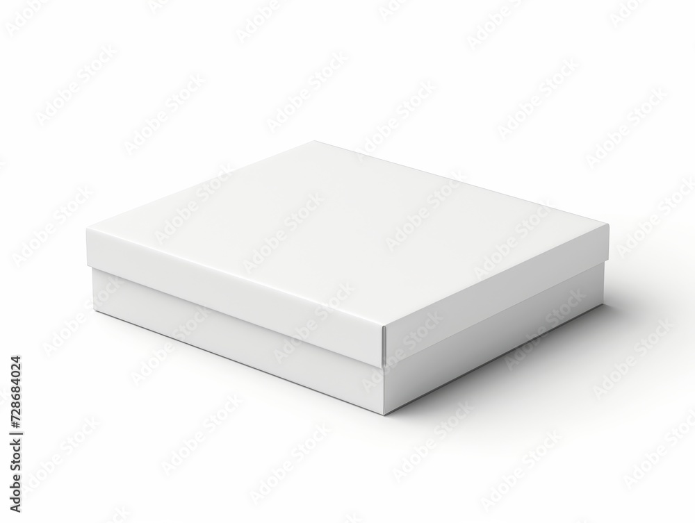 A white cardboard box mockup, perfect for packaging design presentations, stands isolated on a clean white background, showcasing versatility and customization for various product concepts A white cardboard box mockup, perfect for packaging design presentations, stands isolated on a clean white background, showcasing versatility and customization for various product concepts