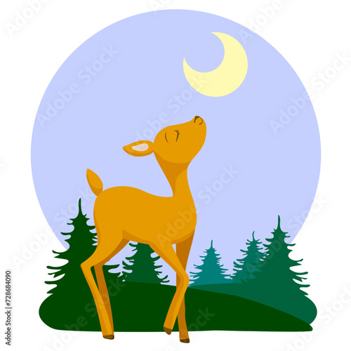 vector illustration of roe deer in the forest