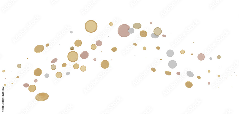 gold  Rainfall: Astonishing 3D Illustration of gold  Confetti Shower