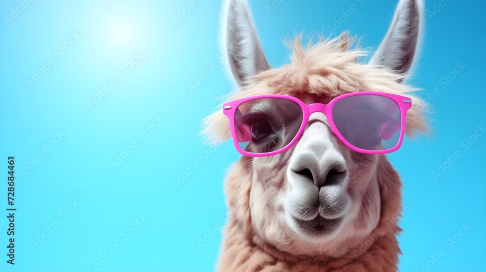 Alpaca in pink sunglasses Alpaca in pink sunglasses