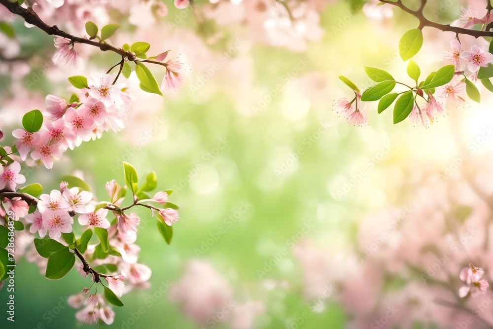 Obraz premium blossom in spring, green and pink background