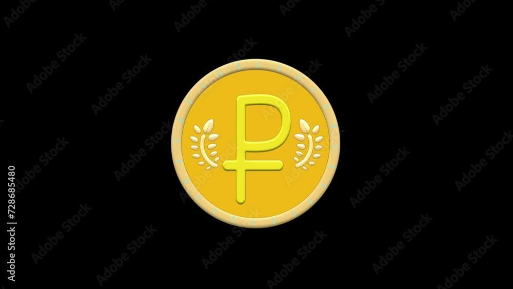 Animated gold coin, single Rouble Russia Animated gold coin, single Rouble Russia