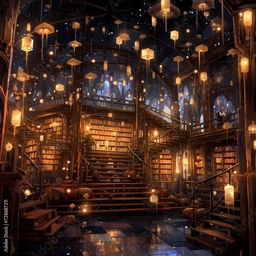 Enchanted Library at Night