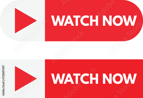 Rectangle watch now buttons isolated on white background. Watch video now buttons . Play video buttons . Vector